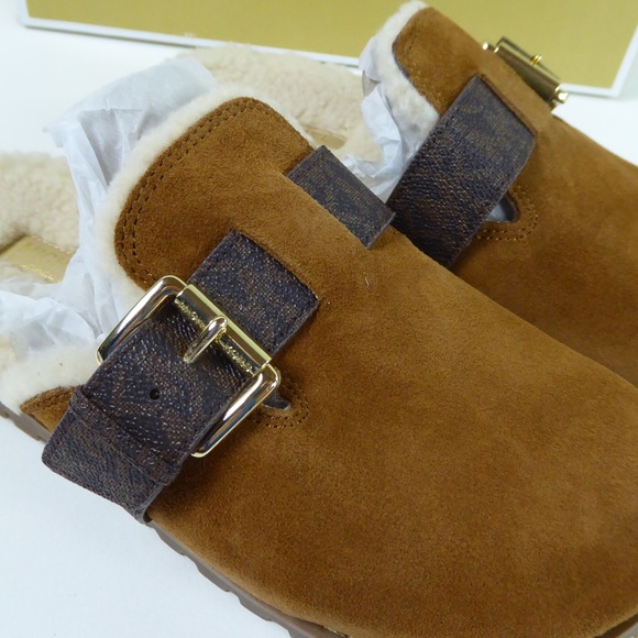 Michael Kors Judd Closed Toe Suede Leather Slip On Clog Lug Sole Slides NIB - Picture 3 of 10